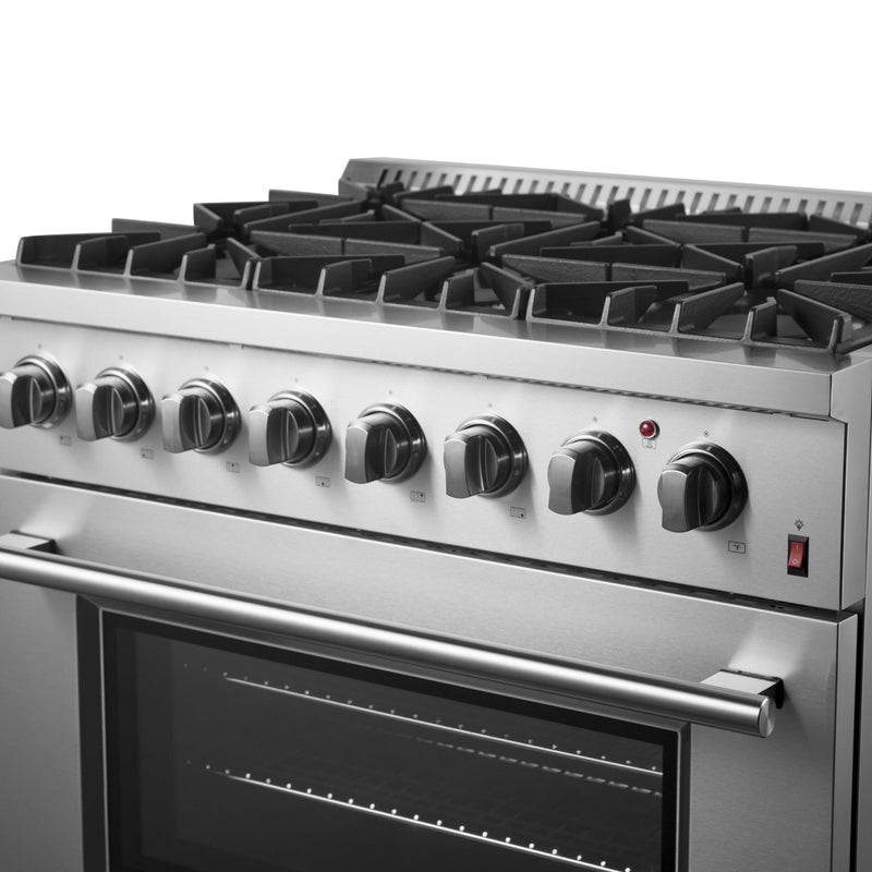 FORNO Marco 36" 5.36 cu. ft. Dual Fuel Range in Stainless Steel with 6 Sealed Burners, FFSGS6197-36