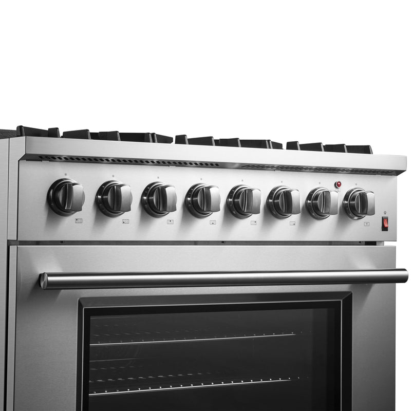 FORNO Marco 36" 5.36 cu. ft. Dual Fuel Range in Stainless Steel with 6 Sealed Burners, FFSGS6197-36