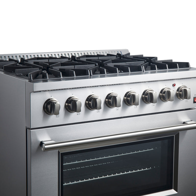 FORNO Marco 36" 5.36 cu. ft. Dual Fuel Range in Stainless Steel with 6 Sealed Burners, FFSGS6197-36