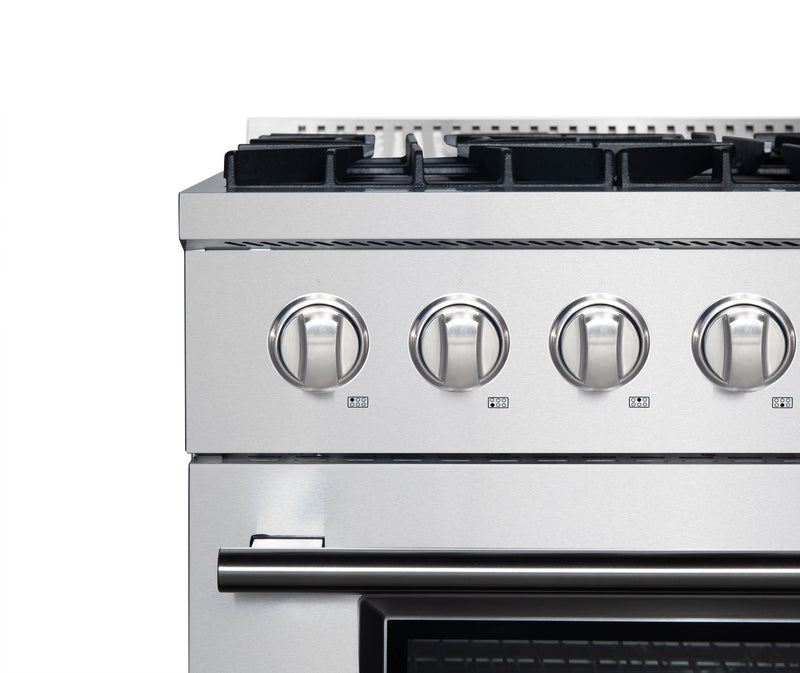 FORNO Marco 36" 5.36 cu. ft. Dual Fuel Range in Stainless Steel with 6 Sealed Burners, FFSGS6197-36