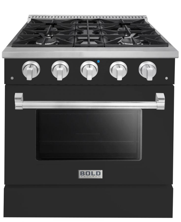 Hallman 30 In. Range with Propane Gas Burners and Electric Oven, Matte Graphite with Chrome Trim - Bold Series, HBRDF30CMMG-LP