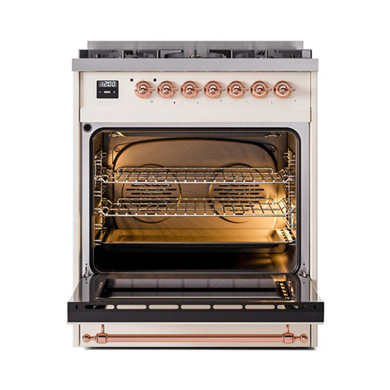 ILVE Nostalgie II 30" Dual Fuel Range with 5 Sealed Burners Solid Door - UP30QNMP