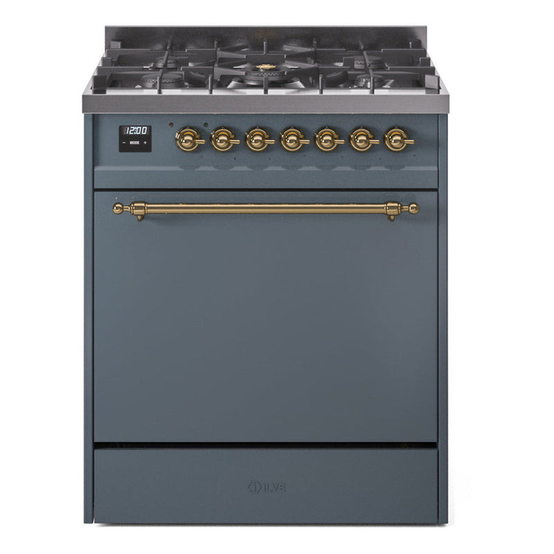 ILVE Nostalgie II 30" Dual Fuel Range with 5 Sealed Burners Solid Door - UP30QNMP