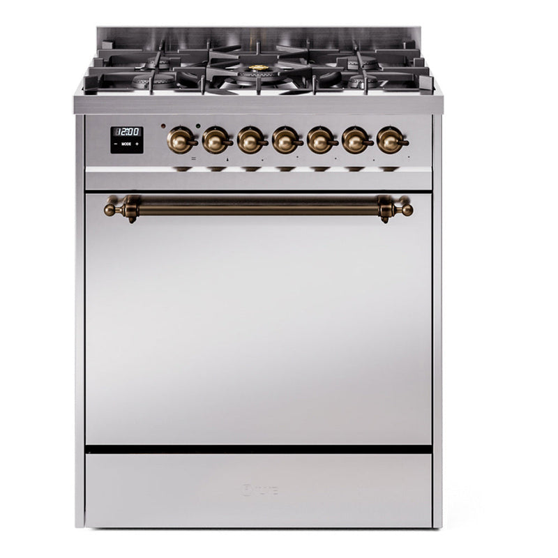 ILVE Nostalgie II 30" Dual Fuel Range with 5 Sealed Burners Solid Door - UP30QNMP