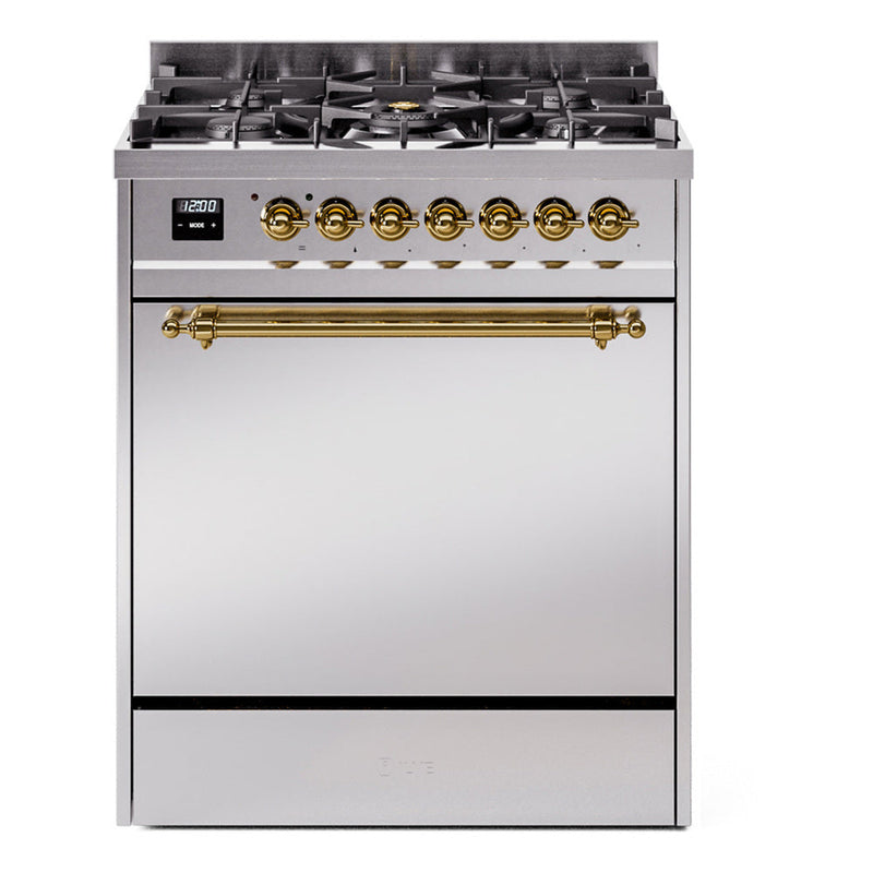 ILVE Nostalgie II 30" Dual Fuel Range with 5 Sealed Burners Solid Door - UP30QNMP