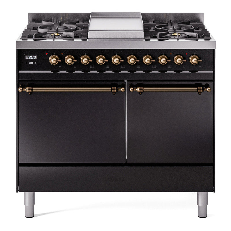 ILVE Nostalgie II 40" Dual Fuel Range with 6 Sealed Burners + Griddle Solid Door - UPD40FQNMP