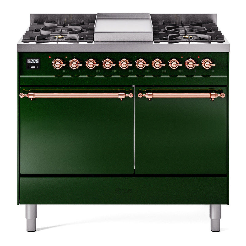 ILVE Nostalgie II 40" Dual Fuel Range with 6 Sealed Burners + Griddle Solid Door - UPD40FQNMP