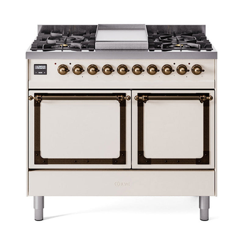 ILVE Nostalgie II Noblesse 40″ Dual Fuel Freestanding Range 6 Sealed Burners + Griddle with Solid Door - UND40FQNMP