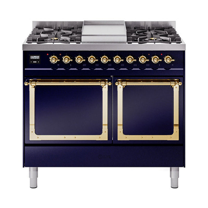 ILVE Nostalgie II Noblesse 40″ Dual Fuel Freestanding Range 6 Sealed Burners + Griddle with Solid Door - UND40FQNMP