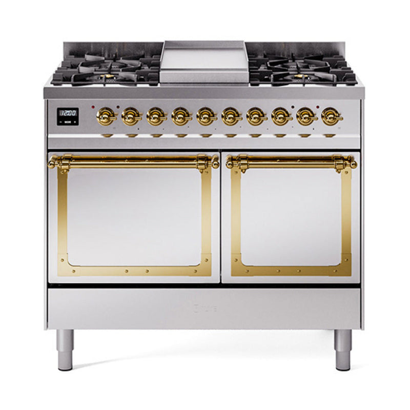 ILVE Nostalgie II Noblesse 40″ Dual Fuel Freestanding Range 6 Sealed Burners + Griddle with Solid Door - UND40FQNMP