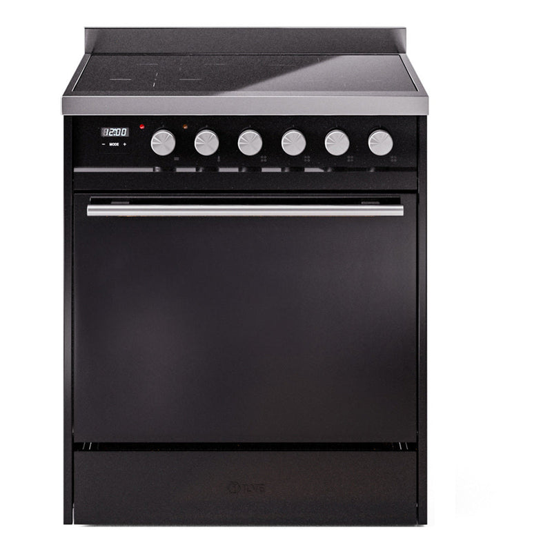 ILVE Professional Plus II 30" Electric Range with 4 Induction Elements Solid Door with Stainless Steel knobs - UPI304QMP