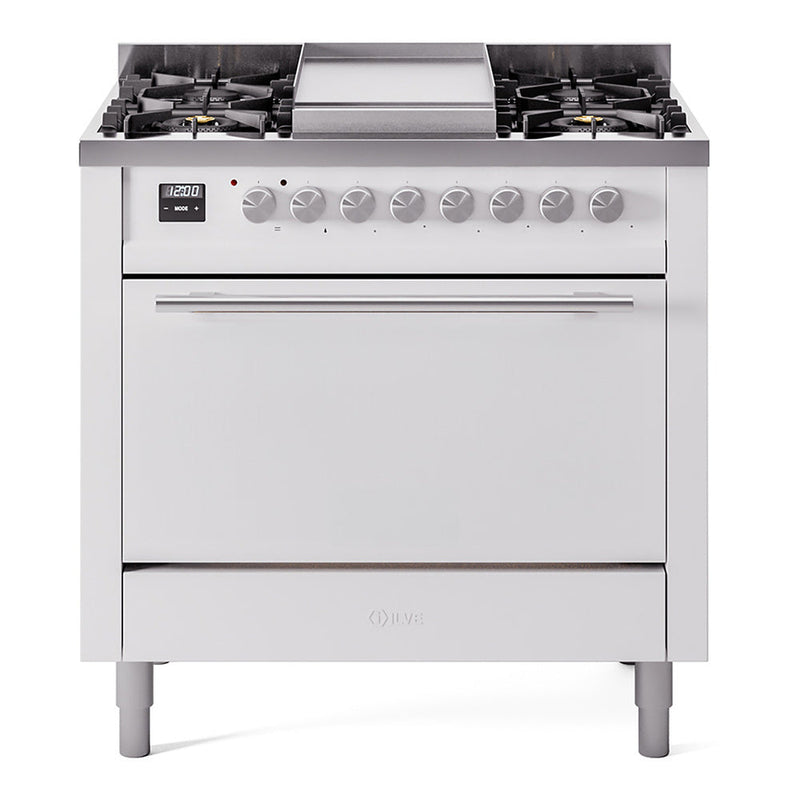 ILVE Professional Plus II 36" Dual Fuel Range 6 Sealed Burners with Solid Door - UP36FQMP