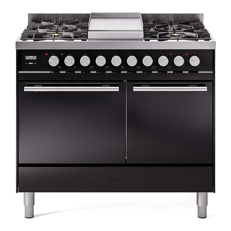 ILVE Professional Plus II 40" Dual Fuel Range with 6 Sealed Burners + Griddle Solid Door - UPD40FQMP