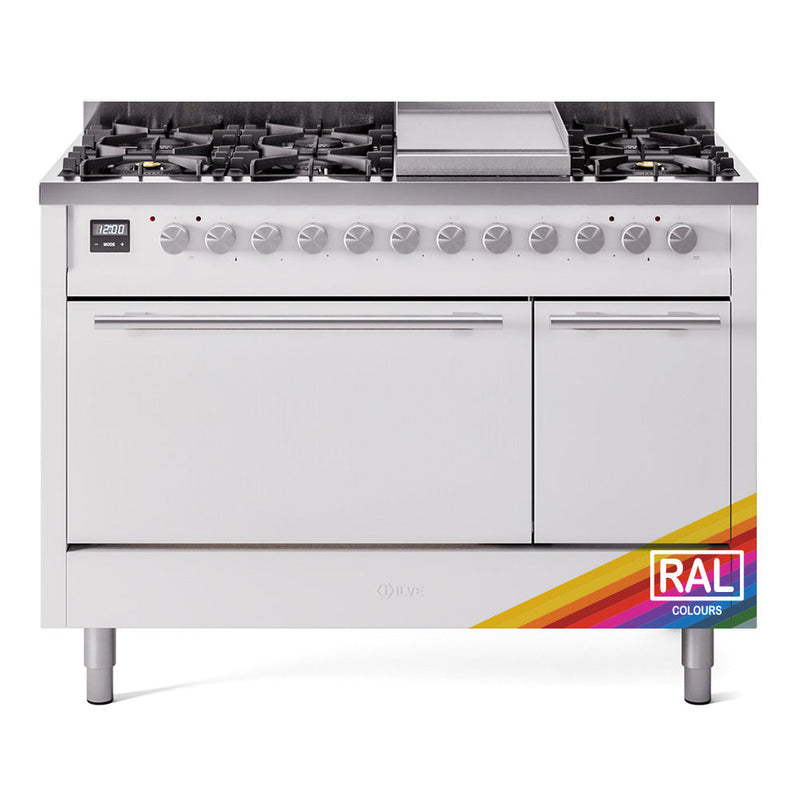 ILVE Professional Plus II 48" Dual Fuel Range 8 Sealed Burners with Solid Door - UP48FQMP