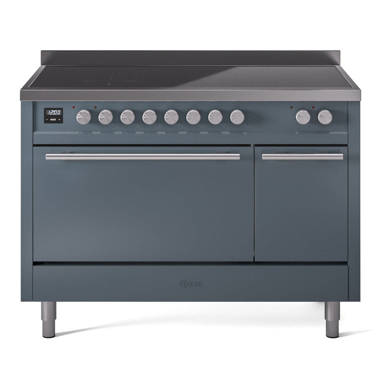 ILVE Professional Plus II 48" Electric Range with 6 Induction Elements Solid Door with Stainless Steel knobs - UPI486QMP