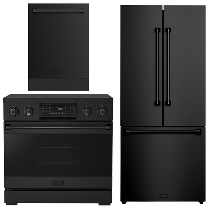 Gordon Ramsay by THOR Kitchen Package - 36" Electric Range, 30" Refrigerator with Ice Maker and Dishwasher in Stainless Steel, AP-RSE36B-1