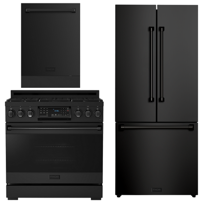 Gordon Ramsay by THOR Kitchen Package - 36" Gas Range, 30" Refrigerator with Ice Maker and Dishwasher in Stainless Steel, AP-RSG36B-1