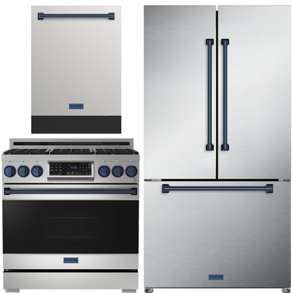 Gordon Ramsay by THOR Kitchen Package - 36" Gas Range, 36" Refrigerator with Ice Maker and Dishwasher in Stainless Steel, AP-RSG36-2