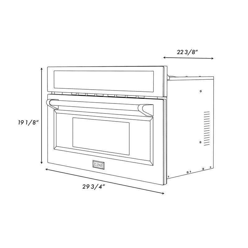 ZLINE Autograph Edition 30-Inch 1.6 cu ft. Built-in Convection Microwave Oven in Stainless Steel with Champagne Bronze Accents (MWOZ-30-CB)