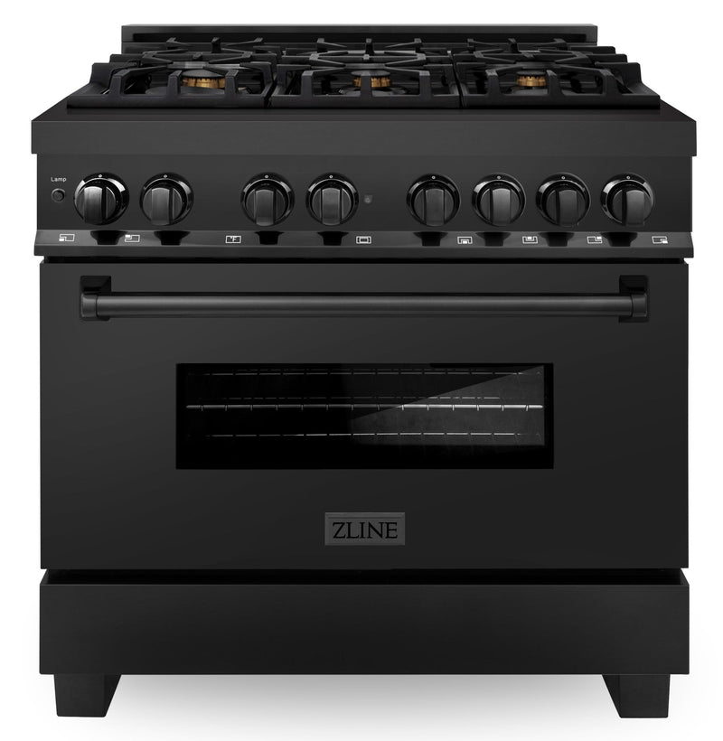 ZLINE Stainless Steel 36-inch Gas Burner/Electric Oven Range - On