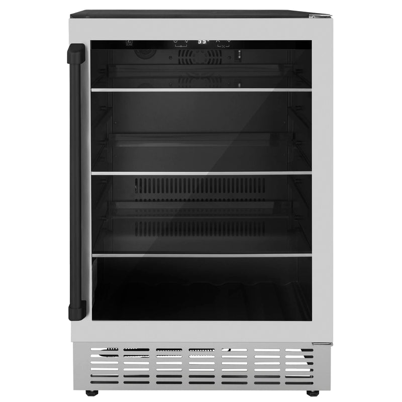 ZLINE 24-Inch Monument Autograph Edition 154 Can Beverage Fridge in Stainless Steel with Matte Black Accents (RBVZ-US-24-MB)