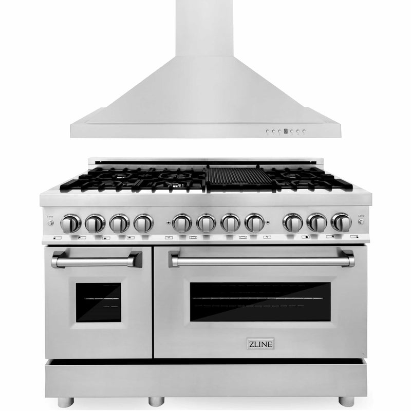 ZLINE 36 Kitchen Package with Stainless Steel Dual Fuel Range and Convertible Vent Range Hood (2KP-RARH36)