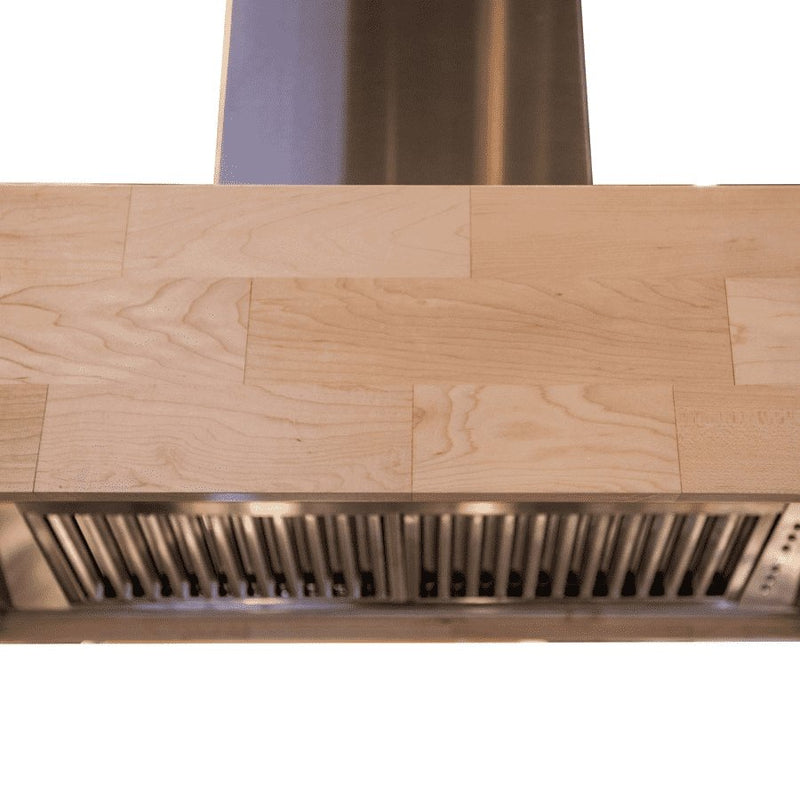 ZLINE 681iM 30 Designer Series Wooden Island Mount Range Hood in Butcher Block