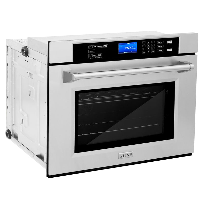 ZLINE 4-Piece Appliance Package - 36-Inch Rangetop, 30” Wall Oven, 36” Refrigerator, and Microwave Oven in Stainless Steel (4KPR-RT36-MWAWS)