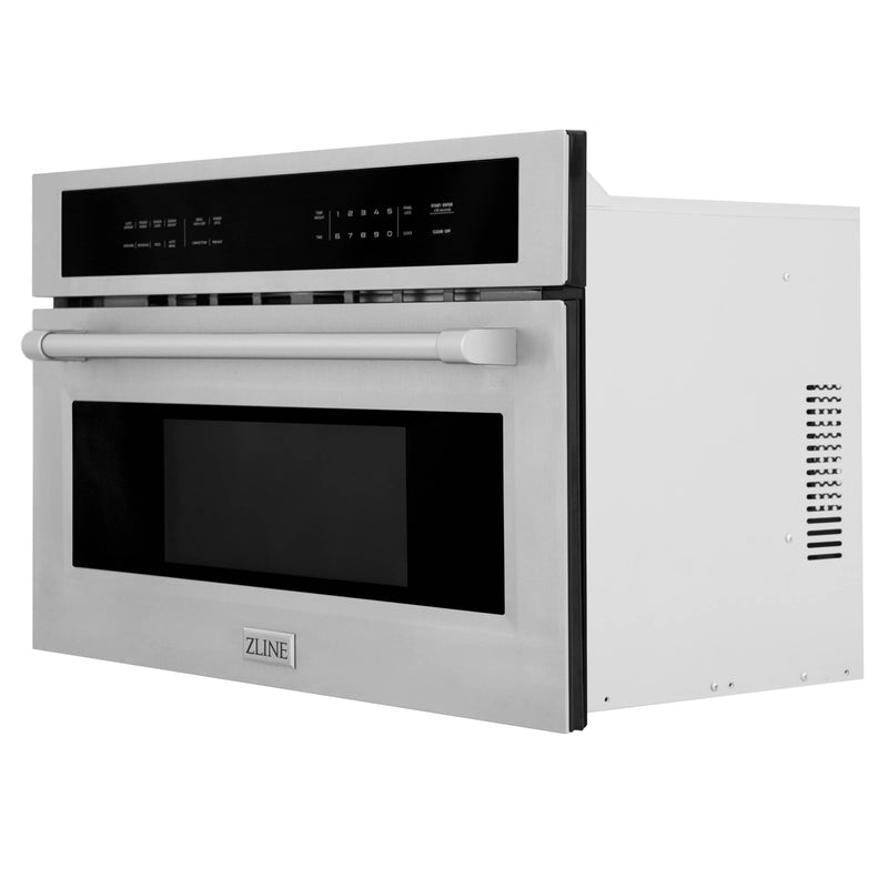 ZLINE 4-Piece Appliance Package - 36-Inch Rangetop, 30” Wall Oven, 36” Refrigerator, and Microwave Oven in Stainless Steel (4KPR-RT36-MWAWS)