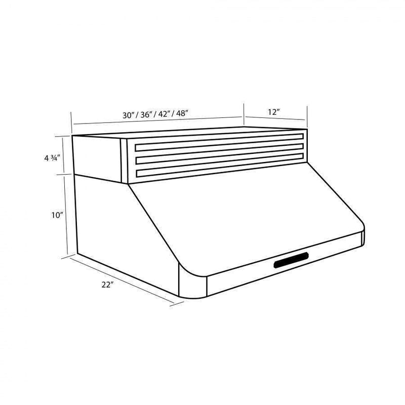 ZLINE 48-Inch Recirculating Under Cabinet Stainless Steel Range Hood with 600 CFM Motor (RK619-48)