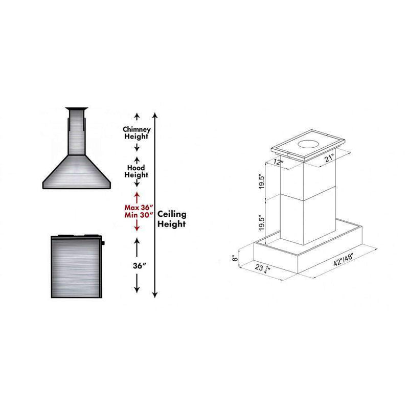 ZLINE 48-Inch Wooden Island Range Hood with Butcher Block and 700 CFM Motor (681iM-48)