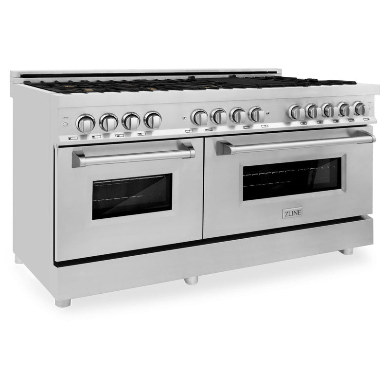 ZLINE 60-Inch Professional Dual Fuel Range In Stainless Steel With Brass Burners (RA-BR-60)