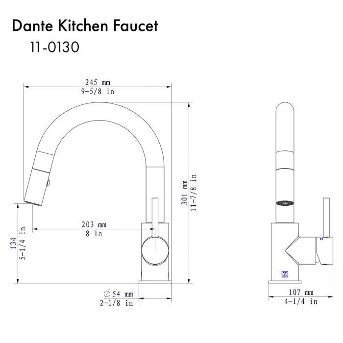 ZLINE Dante Kitchen Faucet in Brushed Nickel (DNT-KF-BN)