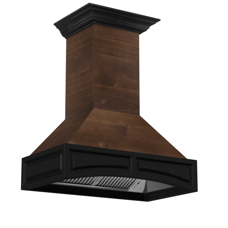 ZLINE 30-Inch Wooden Wall Mount Range Hood in Antigua and Walnut - Includes Dual Remote Motor (321AR-RD-30)