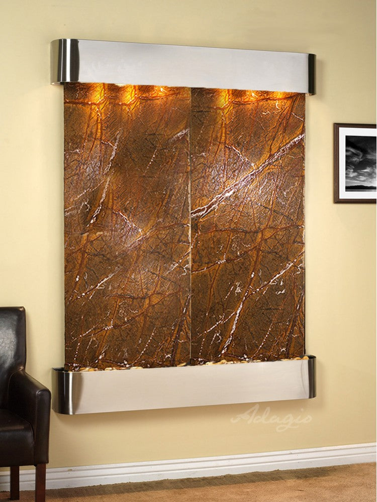 Adagio Majestic River Round Stainless Steel Brown Marble