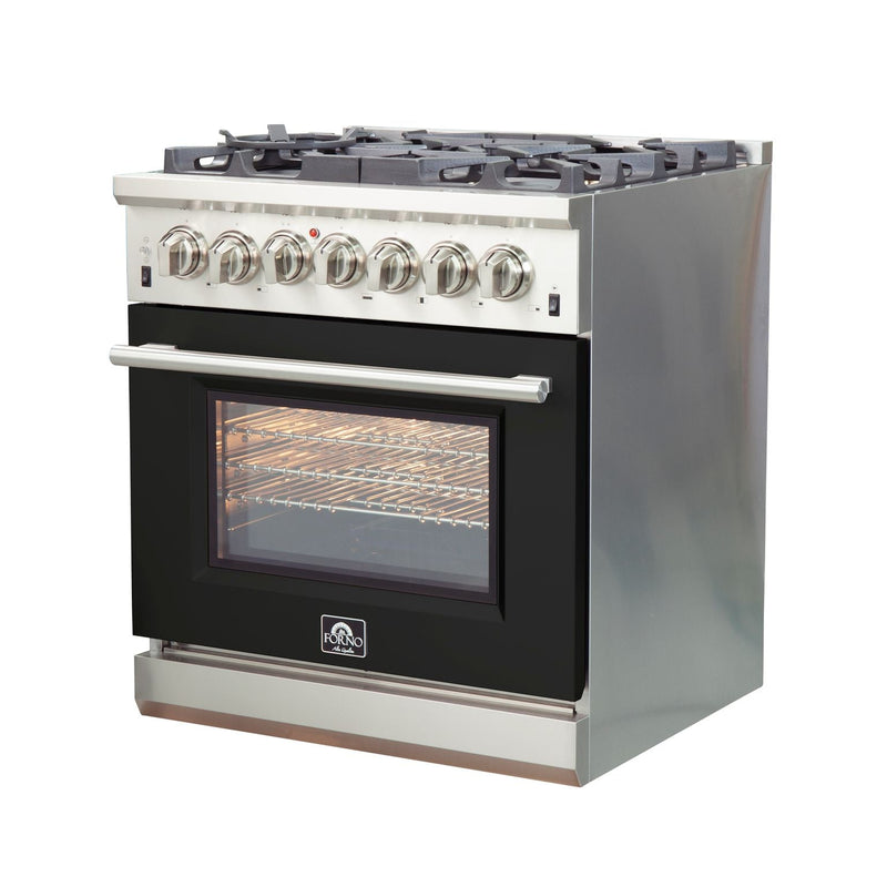 FORNO Capriasca - Titanium Professional 30" Freestanding Dual Fuel 240V Electric Colored Door Oven Range FFSGS6187-30