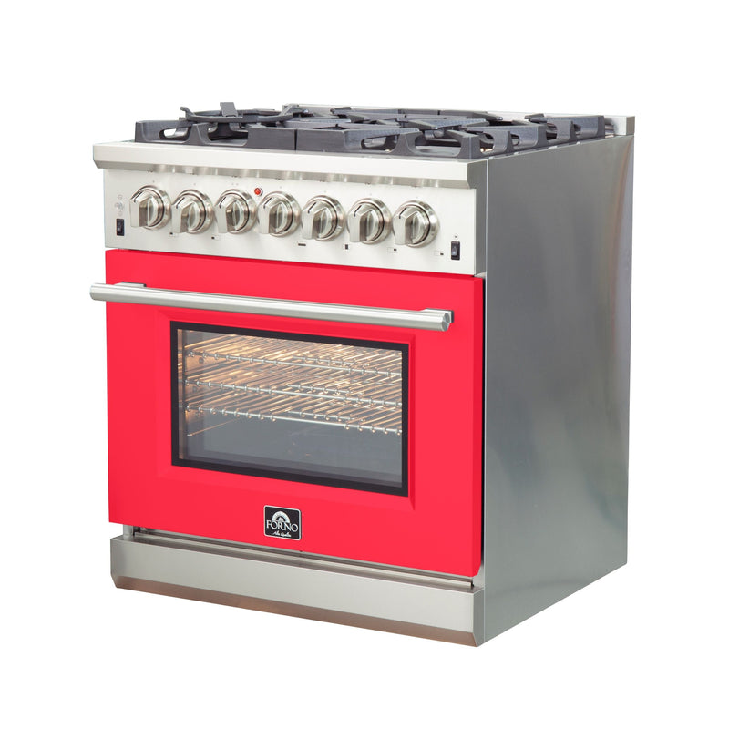 FORNO Capriasca - Titanium Professional 30" Freestanding Dual Fuel 240V Electric Colored Door Oven Range FFSGS6187-30