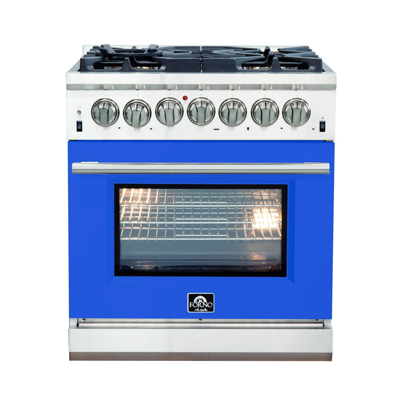 FORNO Capriasca - Titanium Professional 30" Freestanding Dual Fuel 240V Electric Colored Door Oven Range FFSGS6187-30